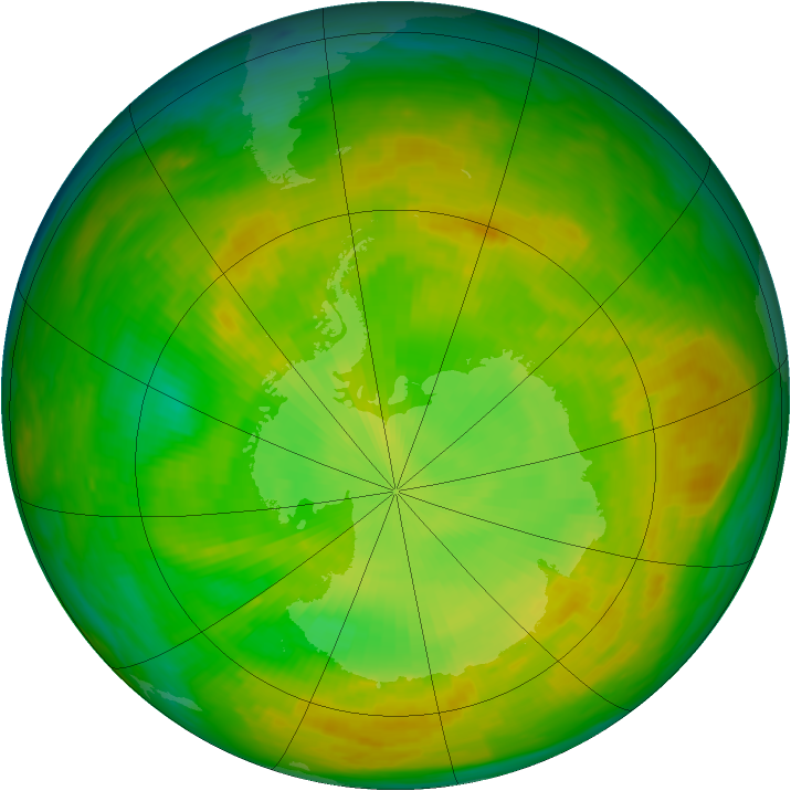 Antarctic ozone map for 09 December 1979